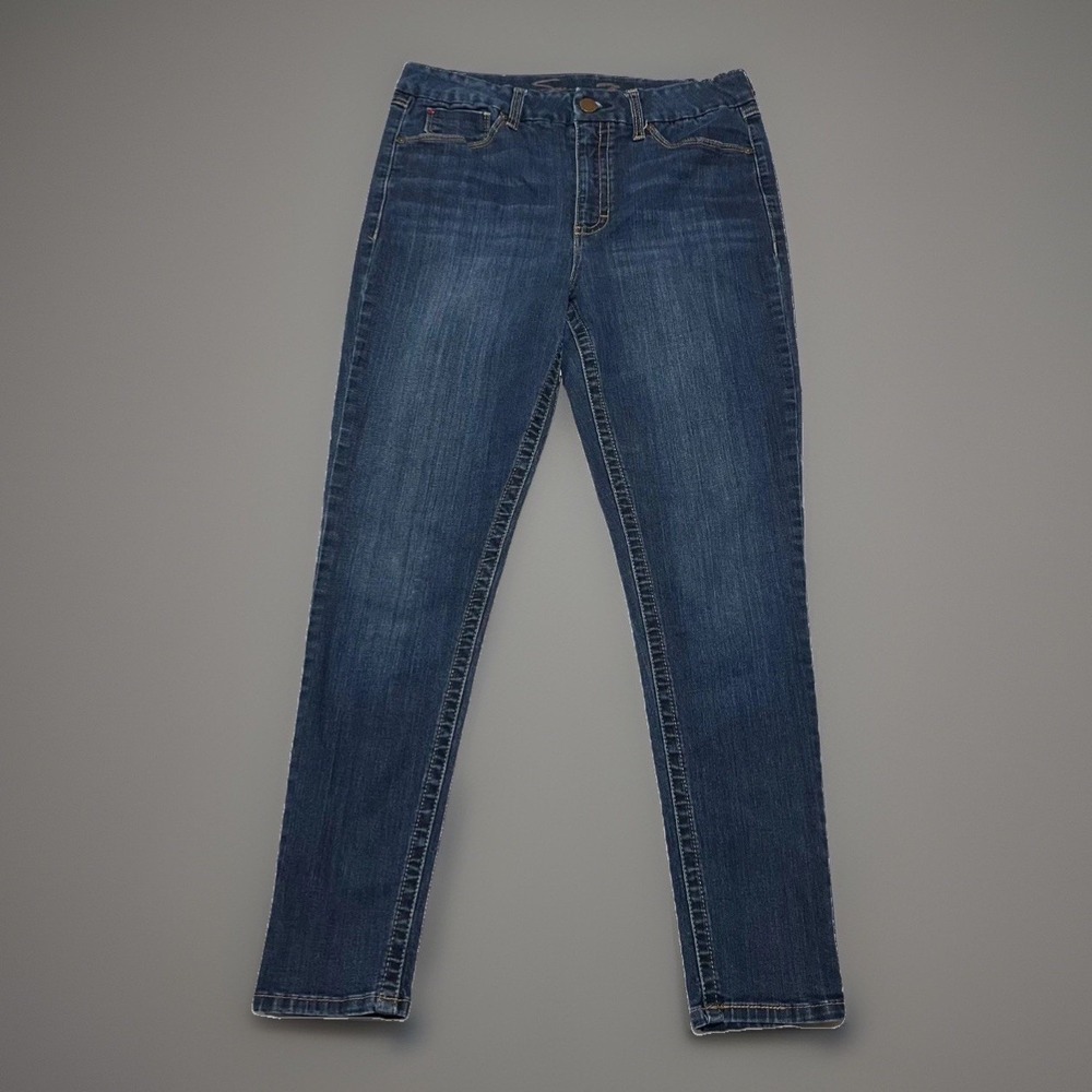 Seven 7 Womens Blue Dark Indigo Denim 5-Pocket High Rise Slim Ankle Jeans 14
